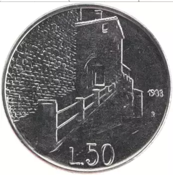 Монета 50 лир Сан-Марино 1988 года Сталь Укрепления