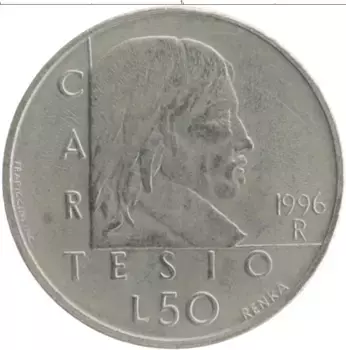 Монета 50 лир Сан-Марино 1996 года Медно-никель