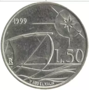 Монета 50 лир Сан-Марино 1999 года Медно-никель Исследования