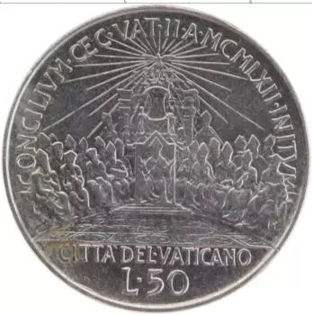 Монета 50 лир Ватикана 1962 года Медно-никель Иоанн XXIII