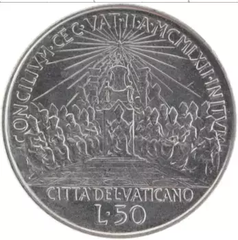 Монета 50 лир Ватикана 1962 года Медно-никель Иоанн XXIII