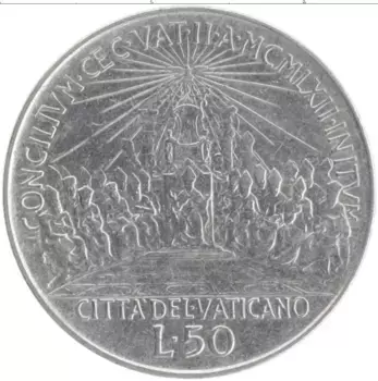 Монета 50 лир Ватикана 1962 года Медно-никель Иоанн XXIII