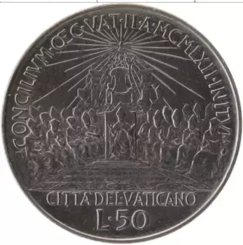 Монета 50 лир Ватикана 1962 года Железо Иоанн XXIII