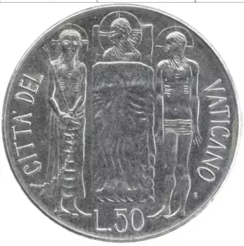 Монета 50 лир Ватикана 1981 года Медно-никель Иоанн Павел II