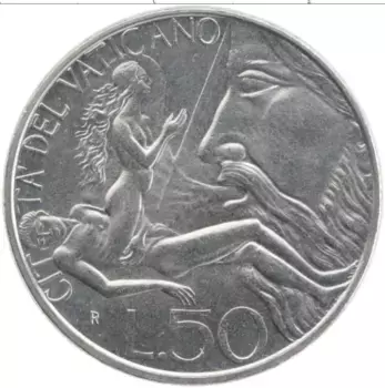 Монета 50 лир Ватикана 1988 года Медно-никель Иоанн Павел II