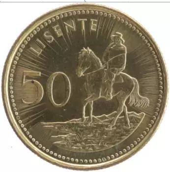 Монета 50 лисенте Лесото 1998 года Латунь