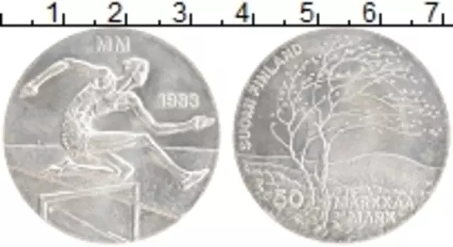 Монета 50 марок Финляндии 1983 года Серебро Чемпионат мира по легкой атлетике