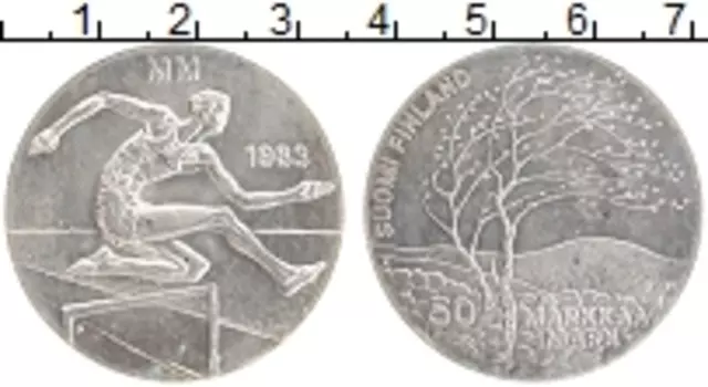 Монета 50 марок Финляндии 1983 года Серебро Чемпионат мира по легкой атлетике