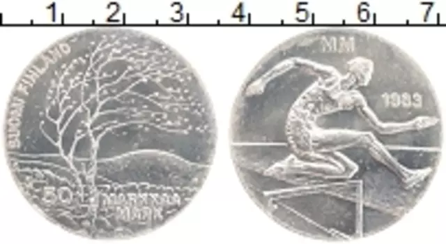Монета 50 марок Финляндии 1983 года Серебро Чемпионат мира по легкой атлетике
