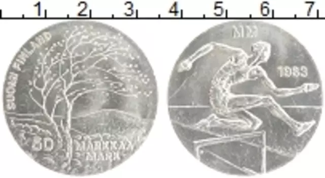 Монета 50 марок Финляндии 1983 года Серебро Чемпионат мира по легкой атлетике