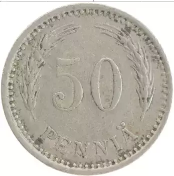 Монета 50 пенни Финляндии 1921 года Медно-никель Герб
