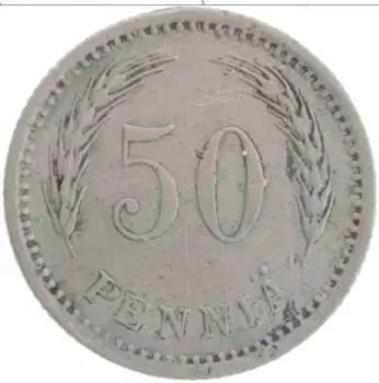 Монета 50 пенни Финляндии 1921 года Медно-никель