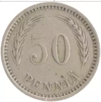 Монета 50 пенни Финляндии 1921 года Медно-никель