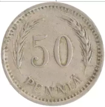 Монета 50 пенни Финляндии 1921 года Медно-никель