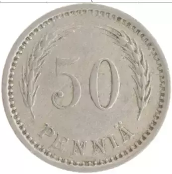 Монета 50 пенни Финляндии 1921 года Медно-никель