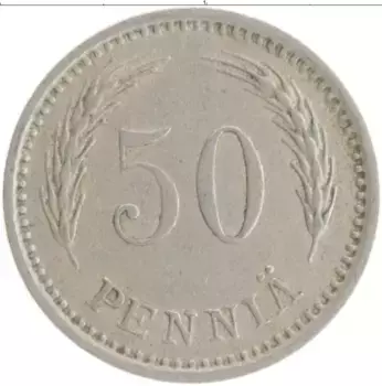 Монета 50 пенни Финляндии 1921 года Медно-никель