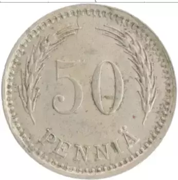 Монета 50 пенни Финляндии 1921 года Медно-никель