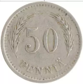 Монета 50 пенни Финляндии 1923 года Медно-никель