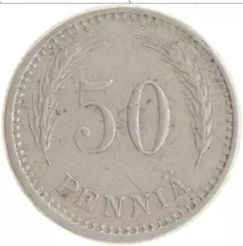 Монета 50 пенни Финляндии 1923 года Медно-никель