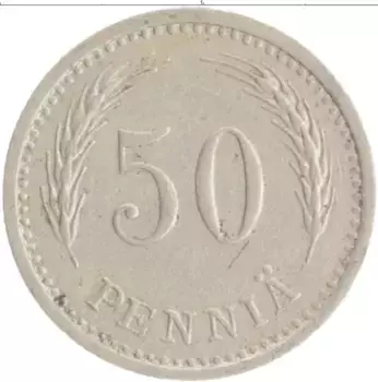 Монета 50 пенни Финляндии 1934 года Медно-никель
