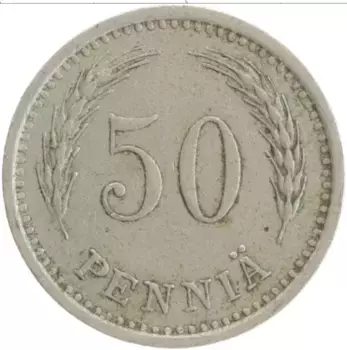 Монета 50 пенни Финляндии 1936 года Медно-никель Герб