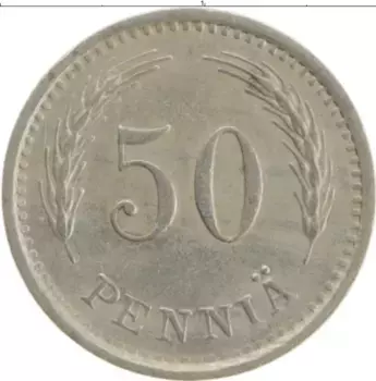 Монета 50 пенни Финляндии 1936 года Медно-никель