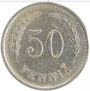 Монета 50 пенни Финляндии 1936 года Медно-никель