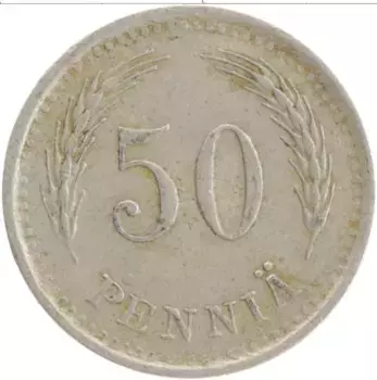 Монета 50 пенни Финляндии 1937 года Медно-никель Герб