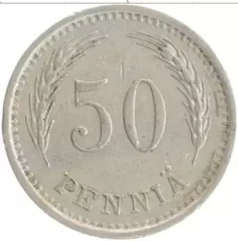 Монета 50 пенни Финляндии 1937 года Медно-никель