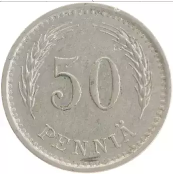 Монета 50 пенни Финляндии 1940 года Медно-никель Герб
