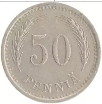 Монета 50 пенни Финляндии 1940 года Медно-никель