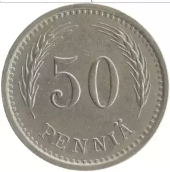 Монета 50 пенни Финляндии 1940 года Медно-никель