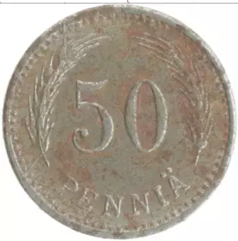 Монета 50 пенни Финляндии 1944 года Железо