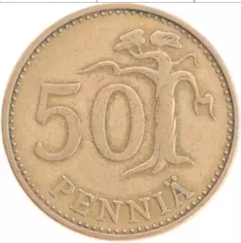 Монета 50 пенни Финляндии 1963 года Бронза