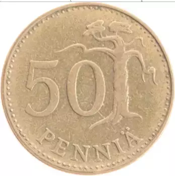 Монета 50 пенни Финляндии 1963 года Бронза
