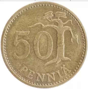 Монета 50 пенни Финляндии 1973 года Бронза