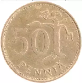 Монета 50 пенни Финляндии 1981 года Бронза