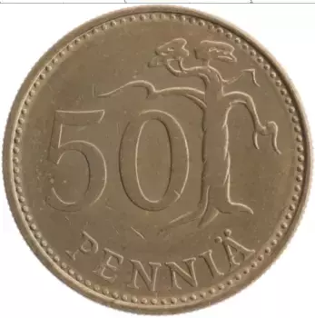 Монета 50 пенни Финляндии 1984 года Бронза