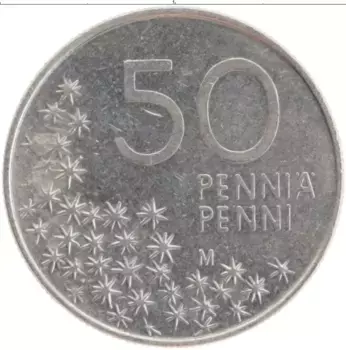 Монета 50 пенни Финляндии 1990 года Медно-никель