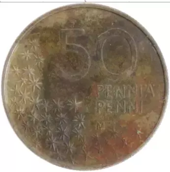 Монета 50 пенни Финляндии 1990 года Медно-никель