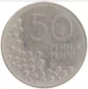 Монета 50 пенни Финляндии 1991 года Медно-никель