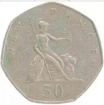 Монета 50 пенсов Англии 1969 года Медно-никель