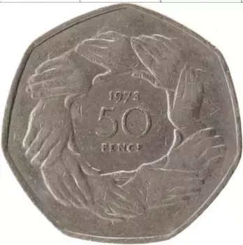 Монета 50 пенсов Англии 1973 года Медно-никель Елизавета II