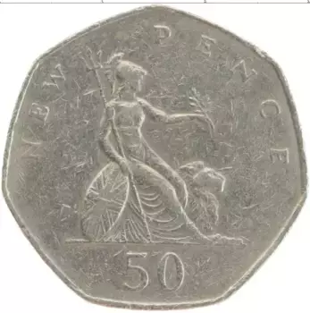 Монета 50 пенсов Англии 1978 года Медно-никель