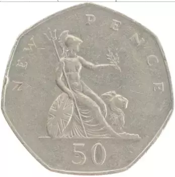 Монета 50 пенсов Англии 1979 года Медно-никель