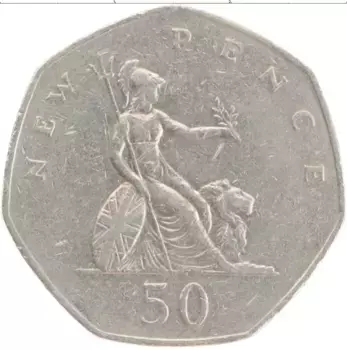 Монета 50 пенсов Англии 1980 года Медно-никель