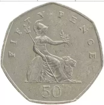 Монета 50 пенсов Англии 1997 года Медно-никель
