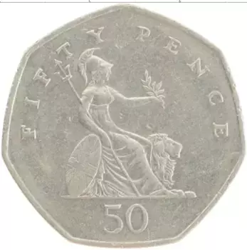 Монета 50 пенсов Англии 1997 года Медно-никель