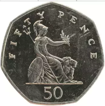 Монета 50 пенсов Англии 2004 года Медно-никель