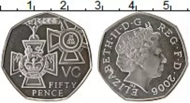 Монета 50 пенсов Англии 2006 года Серебро 150 лет со дня учреждения Креста Виктории